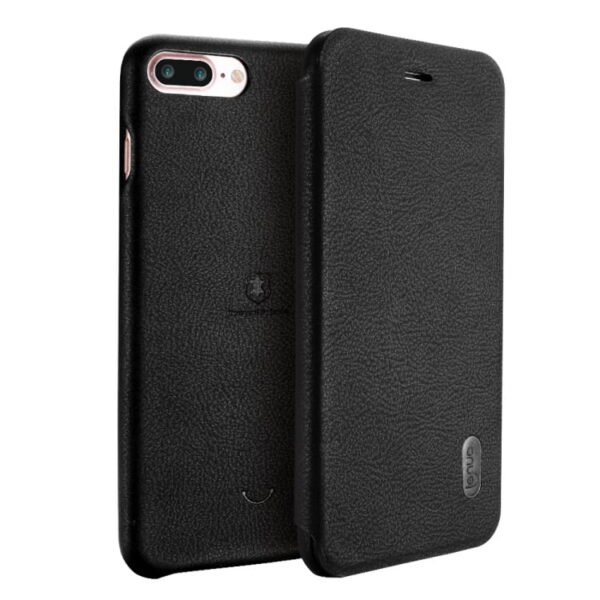 Iphone 7 Plus - Lenuo Ledream Tyndt Pu Læder Flip Cover - Sort