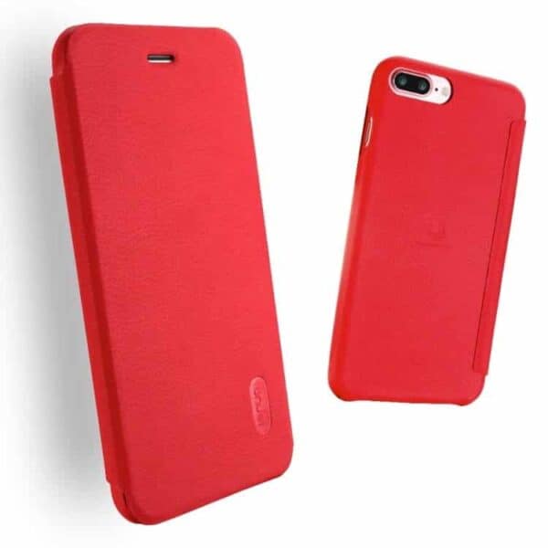 Iphone 7 Plus - Lenuo Ledream Tyndt Pu Læder Flip Cover - Rød