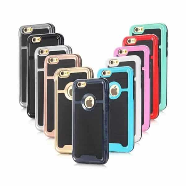 Iphone 7 - Børstet Pc + Tpu Beskyttende Hybrid Cover - Sort