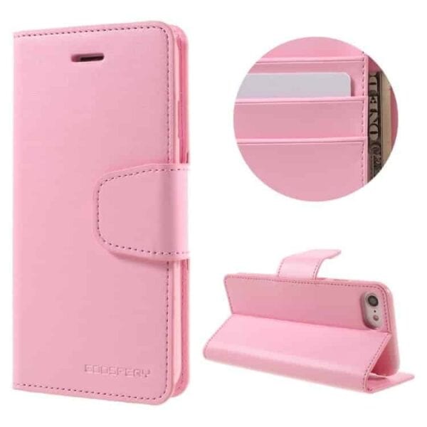 Iphone 7 - Mercury Goospery Sonata Diary Pu Læder Cover Med Kortslots - Pink