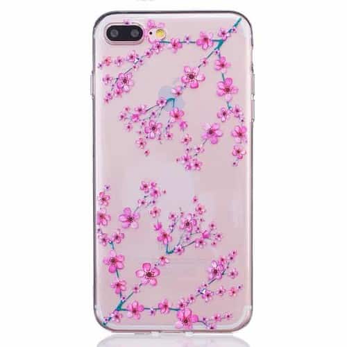 Iphone 7 Plus - Tyndt Tpu Etui - Pink Blomster