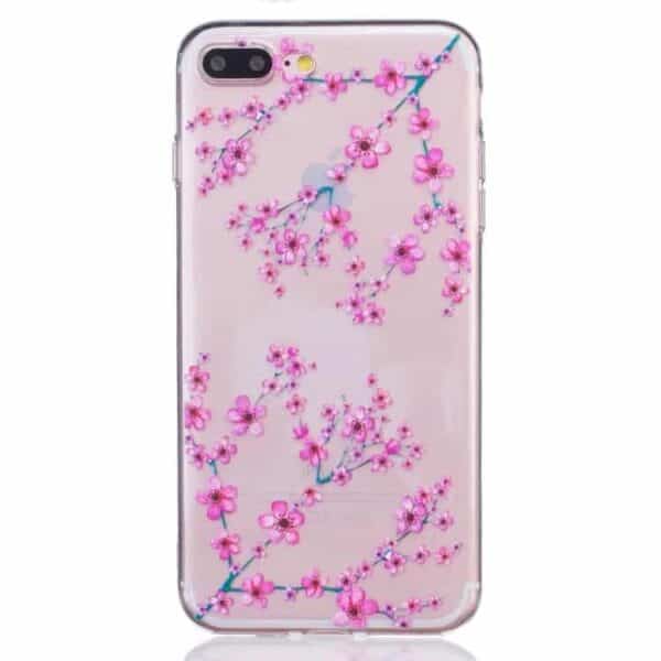 Iphone 7 Plus - Tyndt Tpu Etui - Pink Blomster