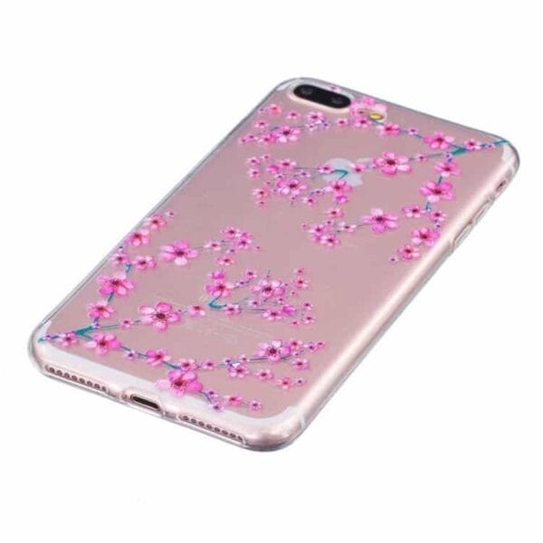 Iphone 7 Plus - Tyndt Tpu Etui - Pink Blomster