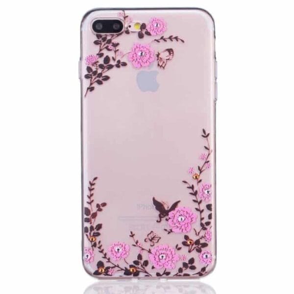 Iphone 7 Plus - Tyndt Tpu Etui - Blomster Og Sommerfugle