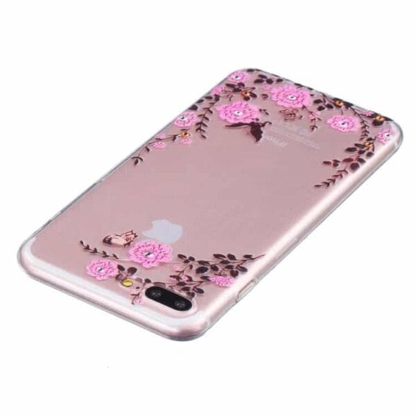 Iphone 7 Plus - Tyndt Tpu Etui - Blomster Og Sommerfugle