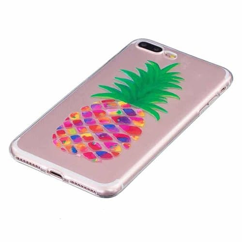 Iphone 7 Plus - Tyndt Tpu Etui - Farvede Ananas