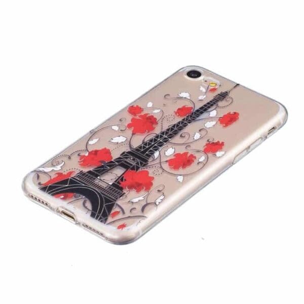 Iphone 7 - Tyndt Tpu Etui - Eiffel Tårn Og Blomster