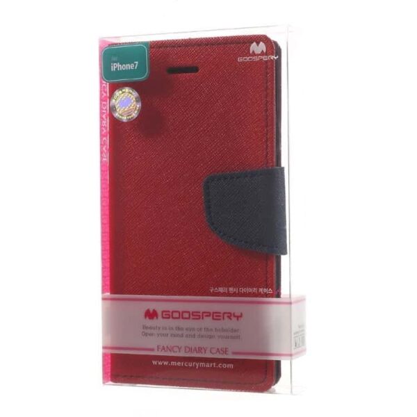 Iphone 7 - Mercury Goospery Pu Læder Cover Med Pung Og Kortslots - Rød