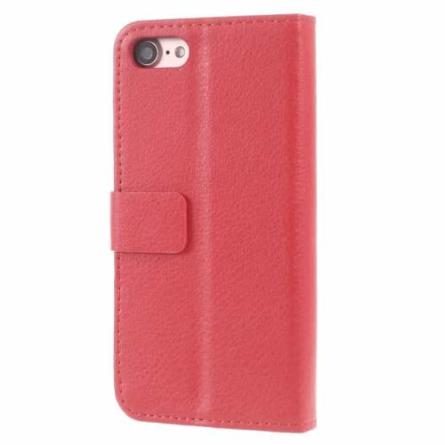 Iphone 7 - Litchi Pu Læder Cover Med Kortslots - Rød
