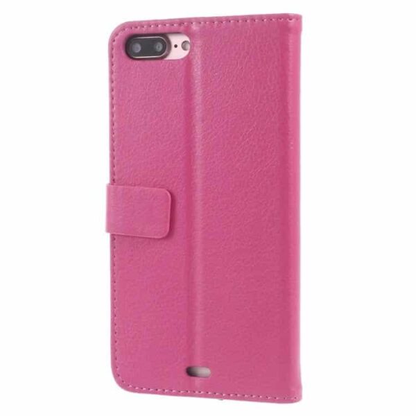 Iphone 7 Plus - Litchi Pu Læder Cover Med Kortslots - Rosa