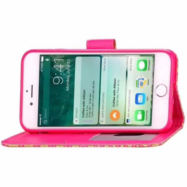 Iphone 7 Plus - Pu Læder Cover Med Kortslots - Rosa