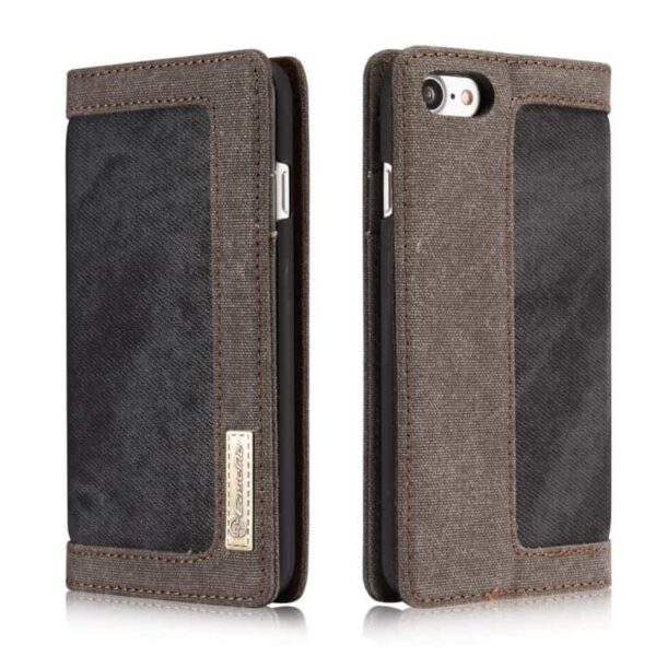 Iphone 7 - Caseme Canvas Pu Læder Pung Etui Med Stand - Sort