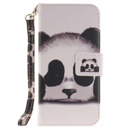 Iphone 7 - Pu Læder Pung Med Håndleds Spænde Med Kortslots - Panda