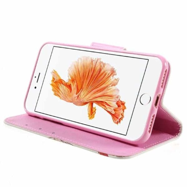 Iphone 7 - Solid Pc Tpu Cover Med Stand Og Kortslots - Røde Blomster