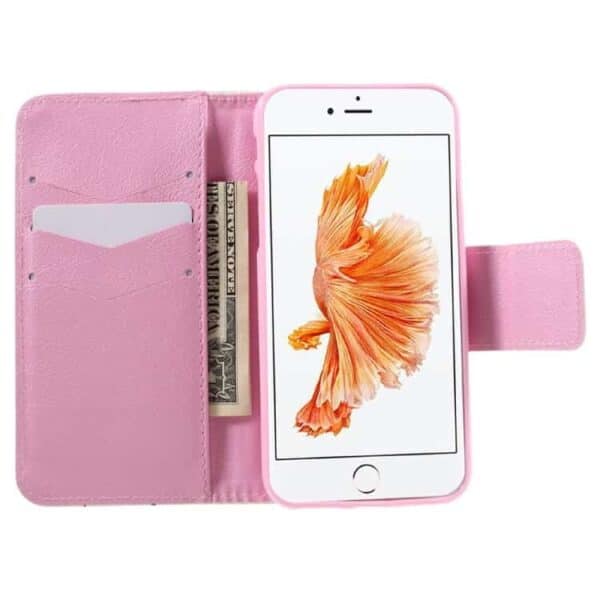 Iphone 7 - Solid Pc Tpu Cover Med Stand Og Kortslots - Røde Blomster