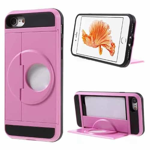 Iphone 7 - Pc Tpu Hybrid Cover Med Stand - Pink
