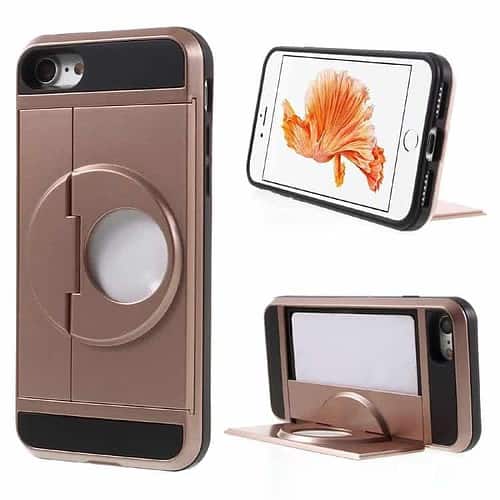 Iphone 7 - Pc Tpu Hybrid Cover Med Stand - Rosa Guld