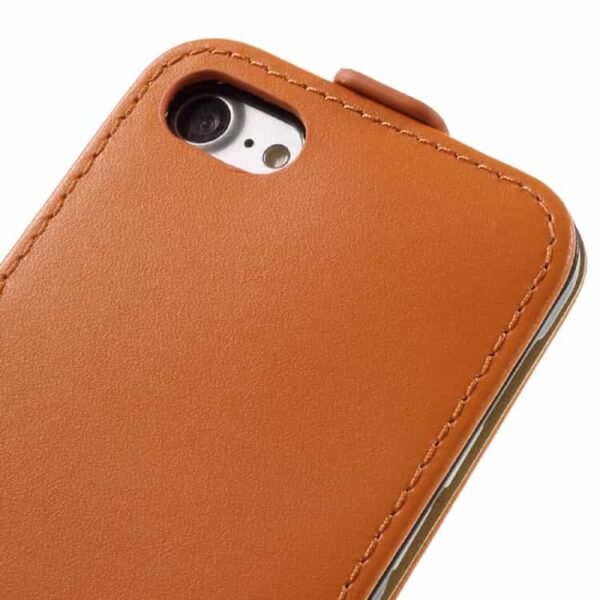 Iphone 7 - Vertical Flip Pu Læder Cover - Orange