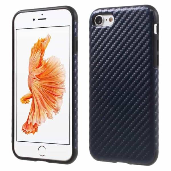 Iphone 7 - Carbon Fiber Texture Pu + Tpu - Mørkebl55