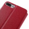 Iphone 8 Plus - Kunstlæder Etui Med Stå-funktion Og Vindue - Rød