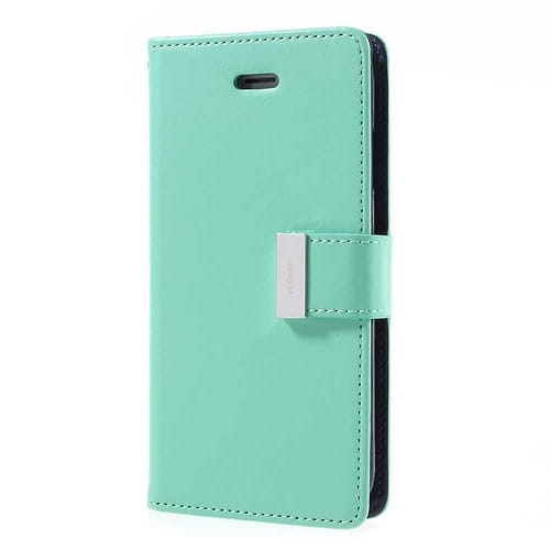 Iphone 8 - Kunstlæder Etui Med Kreditkort Holder Og Flip Design - Cyan