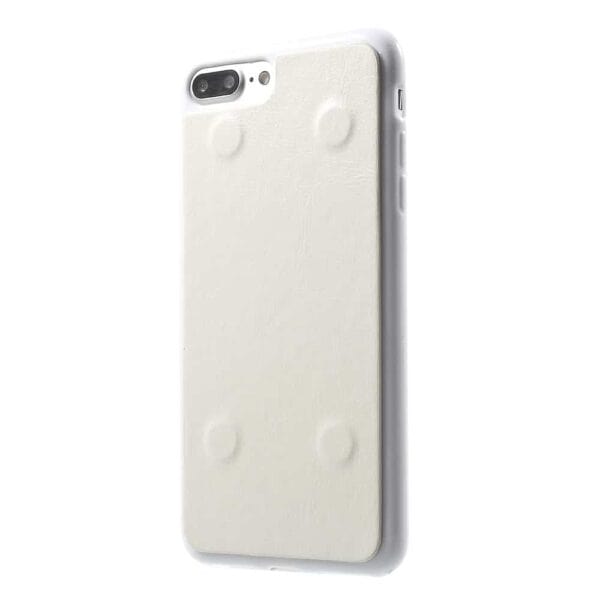 Iphone 8 Plus - Gummi Cover Og Kunstlæder Etui 2-i-1 - Hvid