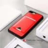 Iphone 8 Plus - Gummi Cover Med Kunstlæder Overflade Og Kreditkort Holder - Rød