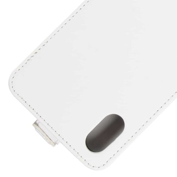 Iphone X - Kunstlæder Cover Vertikalt Flip Med Skindmønster Textil - Hvid