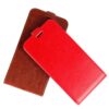 Iphone X - Kunstlæder Cover Vertikalt Flip Med Skindmønster Textil - Rød