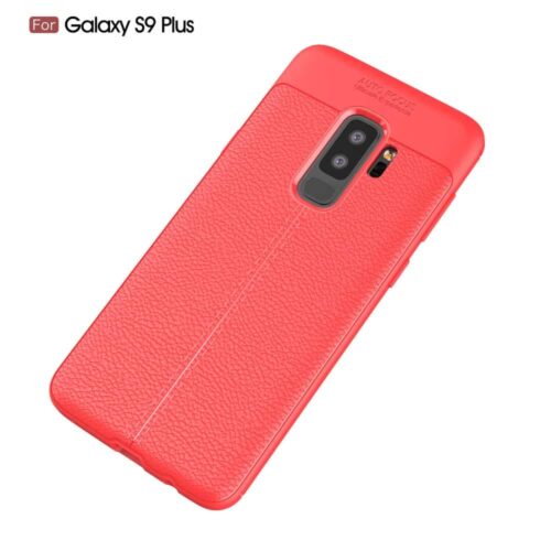 Samsung Galaxy S9 Plus G965 Tpu Etui Med Læder Look - Rød