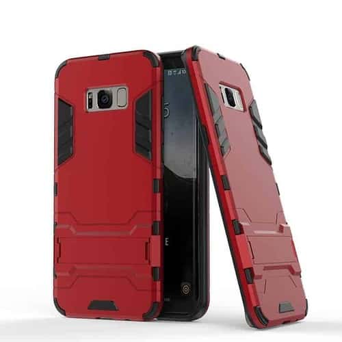 Galaxy S8 - Pc Og Tpu Hyrbid Cover Med Stand - Rød