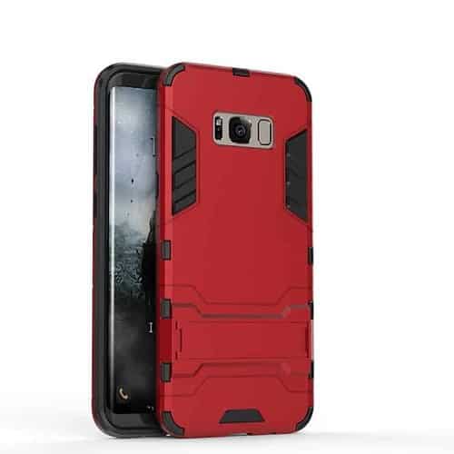 Galaxy S8 - Pc Og Tpu Hyrbid Cover Med Stand - Rød