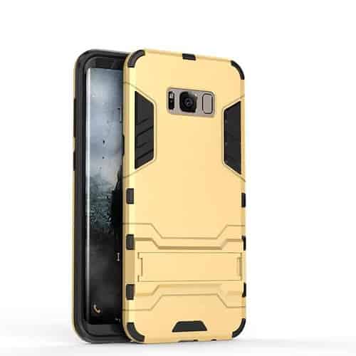 Galaxy S8 - Pc Og Tpu Hyrbid Cover Med Stand - Guldfarve