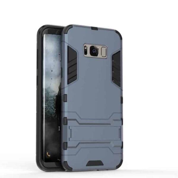 Galaxy S8 - Pc Og Tpu Hyrbid Cover Med Stand - Mørkeblå