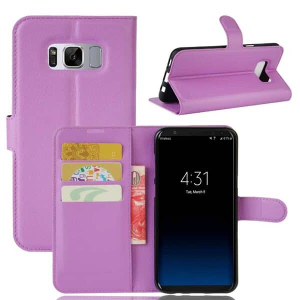 Galaxy S8 Plus - Litchi Skin Pu Læder Stand Etui - Lilla