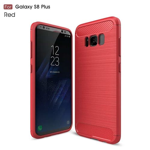 Galaxy S8 Plus - Kulfiber Børstet Tpu Beskyttende Cover - Rød
