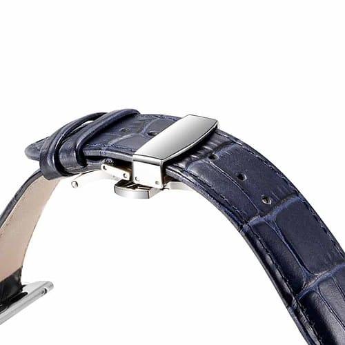 Apple Watch 42mm - Oatsbasf Krokodille Tekstur Ægte Læder Armbånd - Mørkeblå