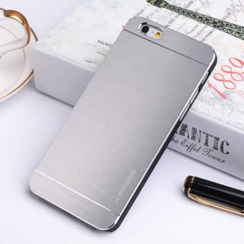 Iphone 6s Plus/6 Plus - Børstet Aluminium Skin Hard Pc Etui - Sølv