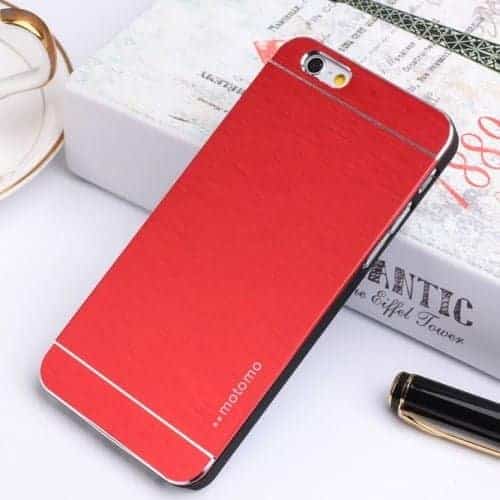 Iphone 6s Plus/6 Plus - Børstet Aluminium Skin Hard Pc Etui - Rød