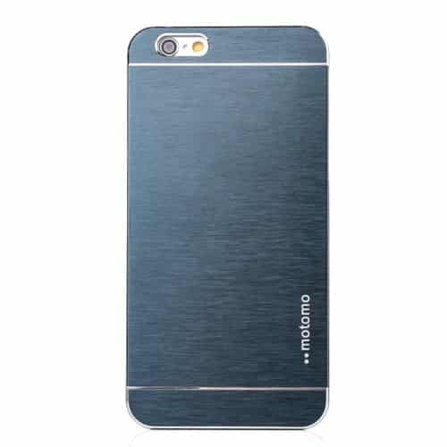Iphone 6s Plus/6 Plus - Børstet Aluminium Skin Hard Pc Etui - Mørkeblå