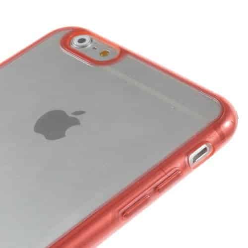 Iphone 6s Plus/6 Plus - Tpu Kant + Krystal Akryl Bagside Hybrid Etui - Rød