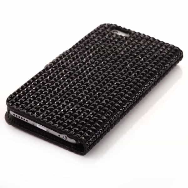 Iphone 6/6s - Bling Pu Læder Cover Med Rhinsten - Sort