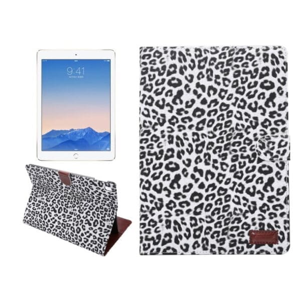 Ipad Pro 9.7 (a1673, A1674, A1675) - Leopard Skin Smart Pu Læder Etui Pung Cover - Hvid