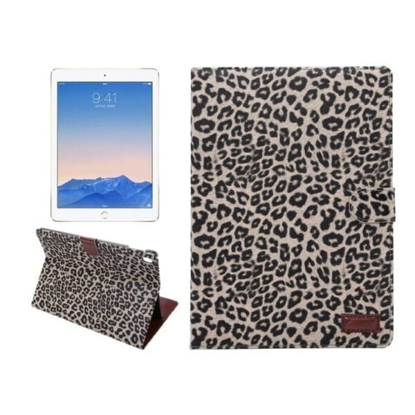 Ipad Pro 9.7 (a1673, A1674, A1675) - Leopard Skin Smart Pu Læder Etui Pung Cover - Grå