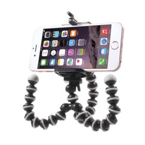 Smartphone monteret på fleksibelt stativ.